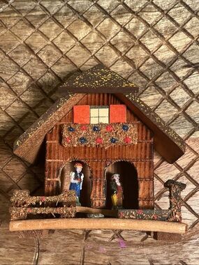 Handcrafted Authentic Wooden Chalet Mixed Media Wall Art German Weather House